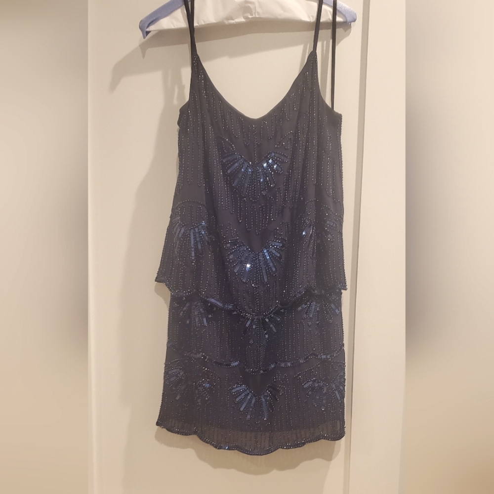 Navy Blue Sequin Cocktail Dress Size 6